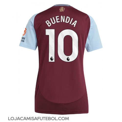 Camisa de Futebol Aston Villa Emiliano Buendia #10 Equipamento Principal Mulheres 2024-25 Manga Curta